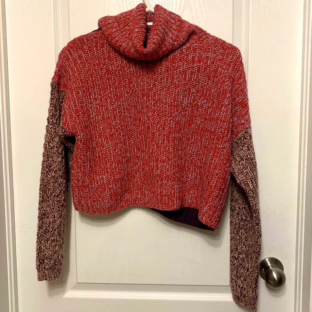 Red and Blue Colourblock Knit Sweater